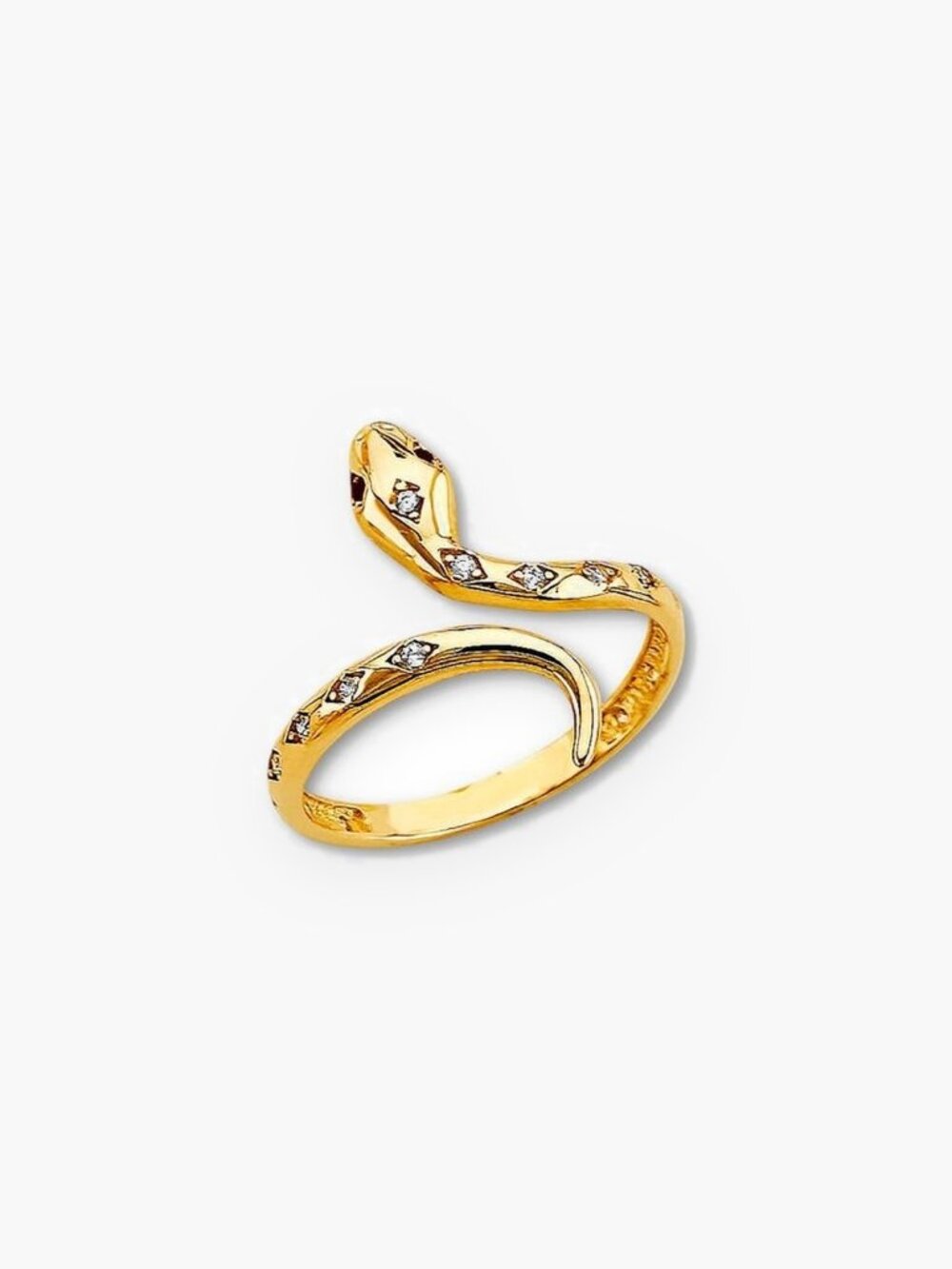 14K Gold Snake CZ Ring | Serpent Bypass Ring Cubic Zirconia Gift